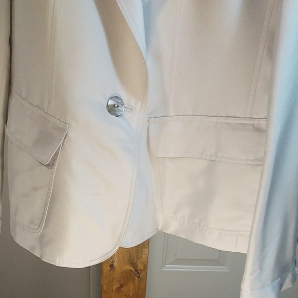 Neiman Marcus Exclusive Light Gray 100% Silk Long Sleeves Jacket Blazer Size 14 - Picture 5 of 12